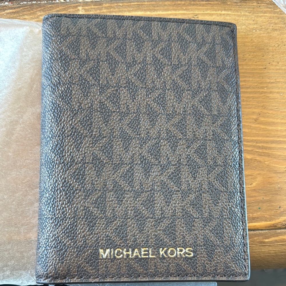 Michael Kors Brown Monogram Passport Holder